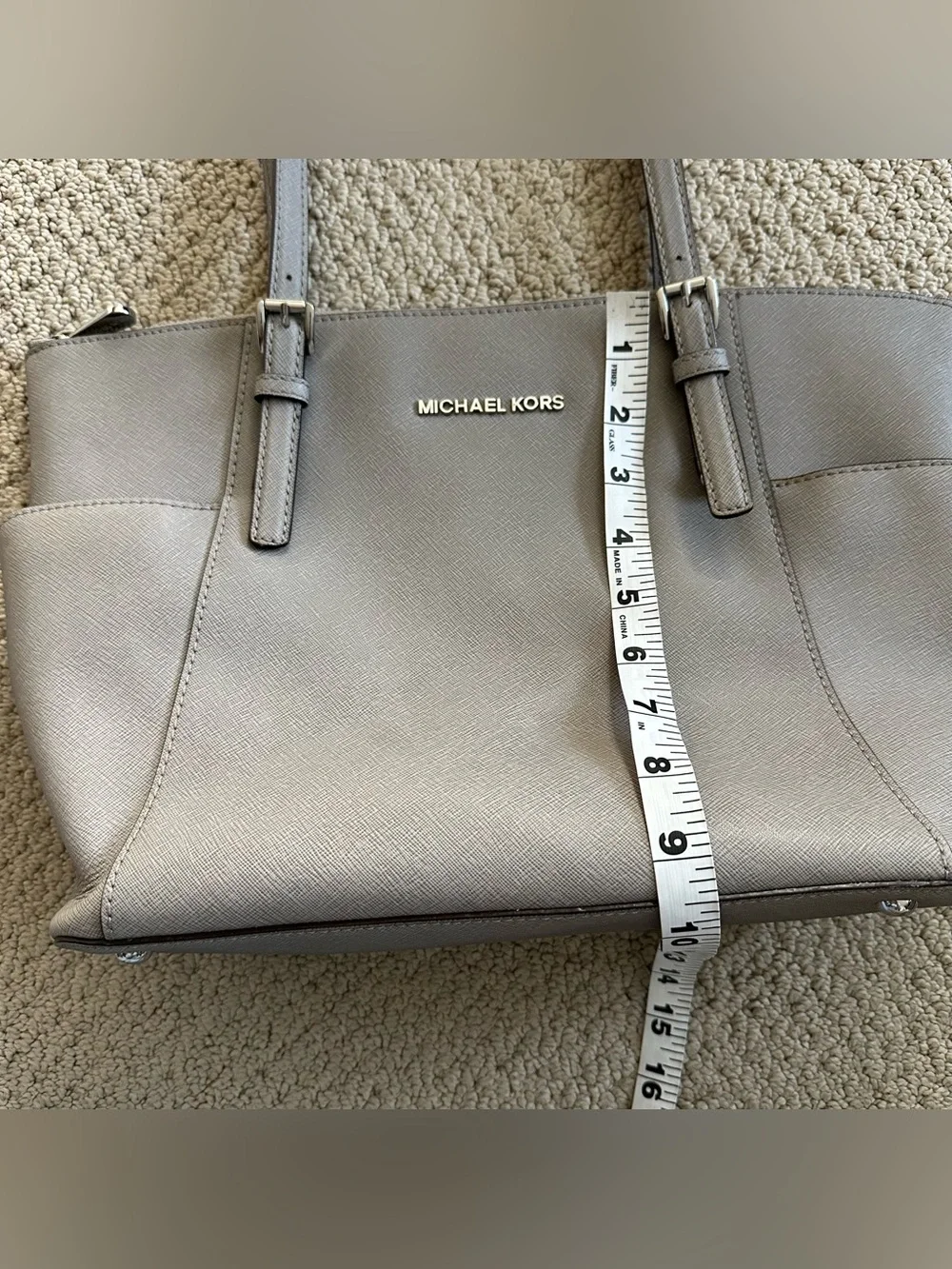 Michael Kors Gray/taupe Tote Bag with Exterior Pockets